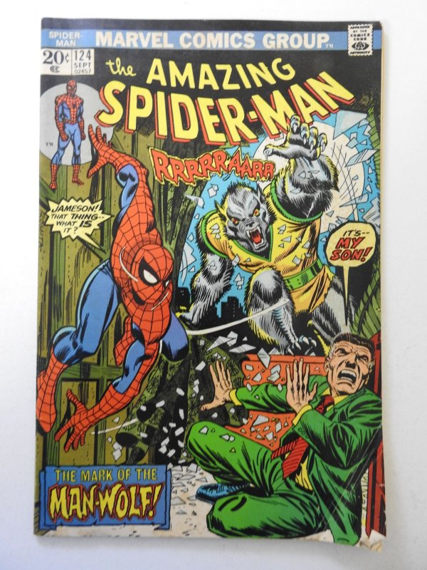 The Amazing Spider-Man #124 (1973) VG+ Condition 1st Appearance of Man-Wolf!