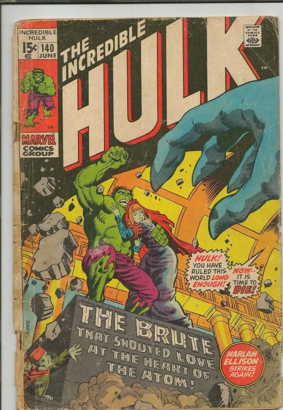 Incredible Hulk #140 ORIGINAL Vintage 1971 Marvel Comics  