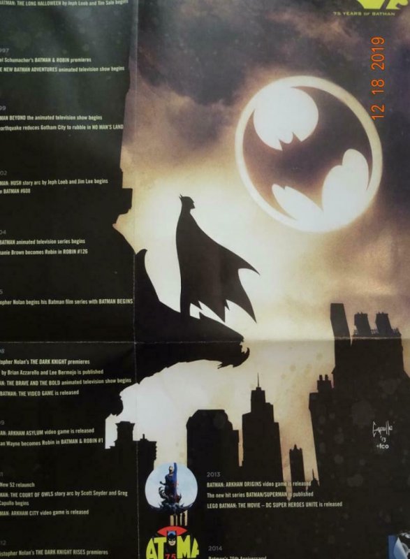 BATMAN A 75TH ANNIVERSARY TIMELINE  Promo Poster, 22 x 33, 2014, DC,  Unused 364