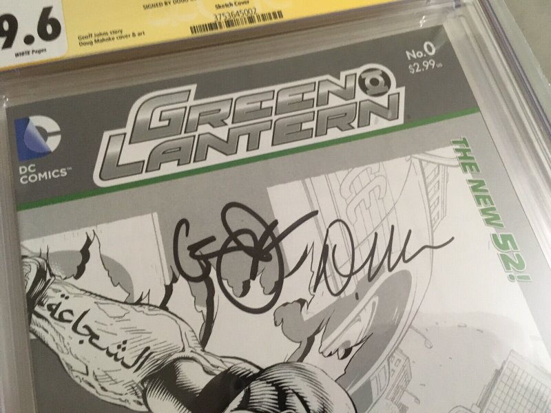 1ST FULL SIMON BAZ Green Lantern #0 1:25 Sketch Variant CGC 9.6 NM+ 52 2X SIGNED