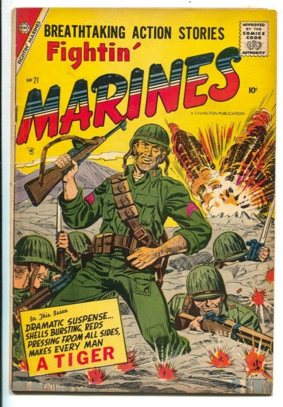 Fightin' Marines #21 1957-Charlton-fight the commiesy-combat cover-VG