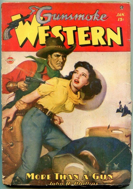 Gunsmoke Western Pulp #1 January 1947- John R Phillips Rozen cover VG