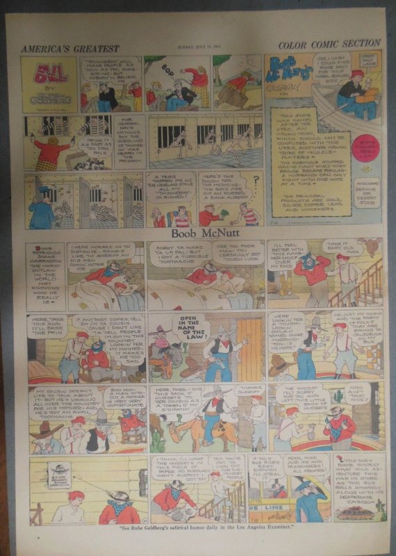 Boob McNutt Sunday by Rube Goldberg from 7/15/1934 Large Rare Full Page ...