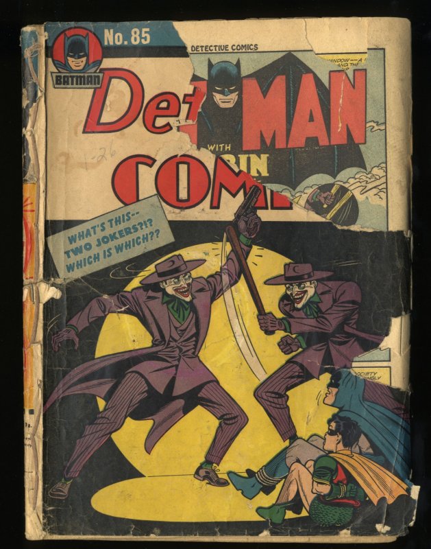 Detective Comics #85 Low Grade Complete and Unrestored 2 Jokers Cover!