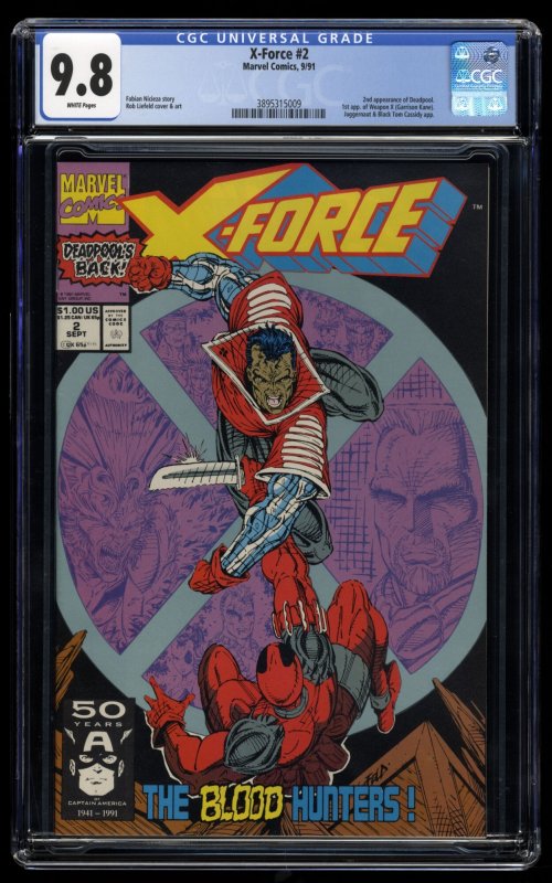 X-Force #2 CGC NM/M 9.8 White Pages 2nd Deadpool!