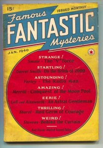 Famous Fantastic Mysteries 1/1940-Red Star-Ralph Milne Farley -A Merritt-Weir...