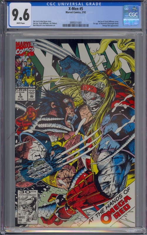 X-MEN #5 CGC 9.6 1992 2ND OMEGA RED 1ST MAVERICK 