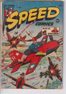 SPEED COMICS #36 (Mar 1945) GD2.0 see description Hirohito stereotype Schomburg