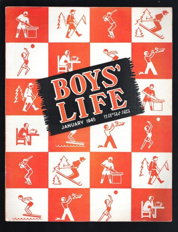 Boys' Life 1/1945-WWII era issue-Pulp fiction-Camping trips-vintage ads-Roy R...