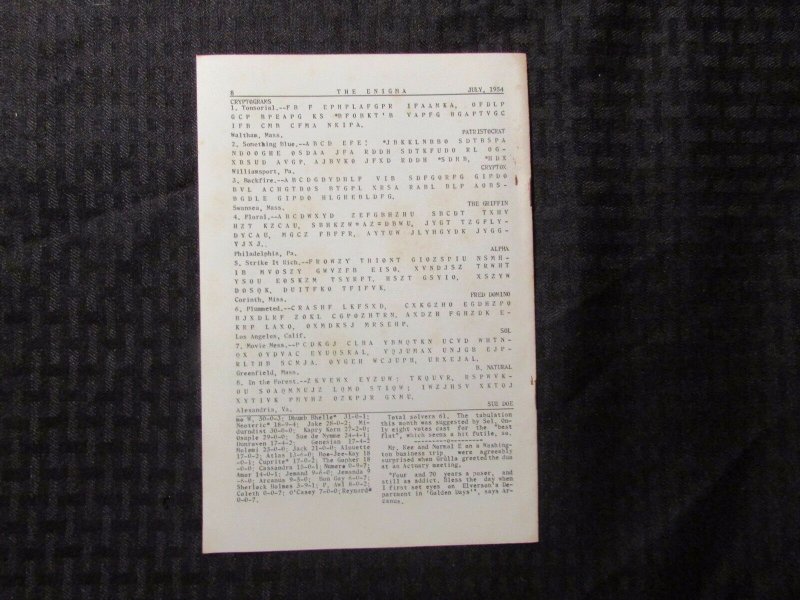 1954 THE ENIGMA Puzzle Fanzine #604 VG+ 4.5 Crosswords Cryptograms 8pgs