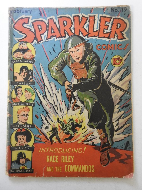 Sparkler Comics #19 (1943) 1st Race Riley and The Commandos!! GVG Condition!