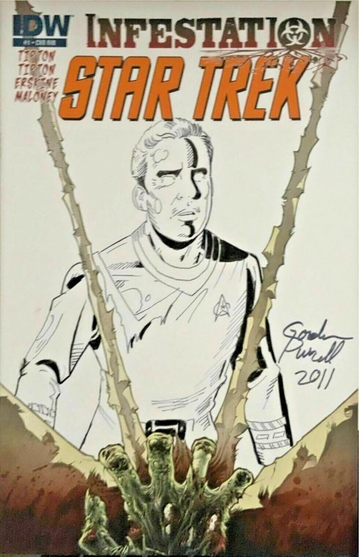 IDW STAR TREK : INFESTATION #1 RI-B ORIGINAL ART COVER : GORDON PURCELL : NM