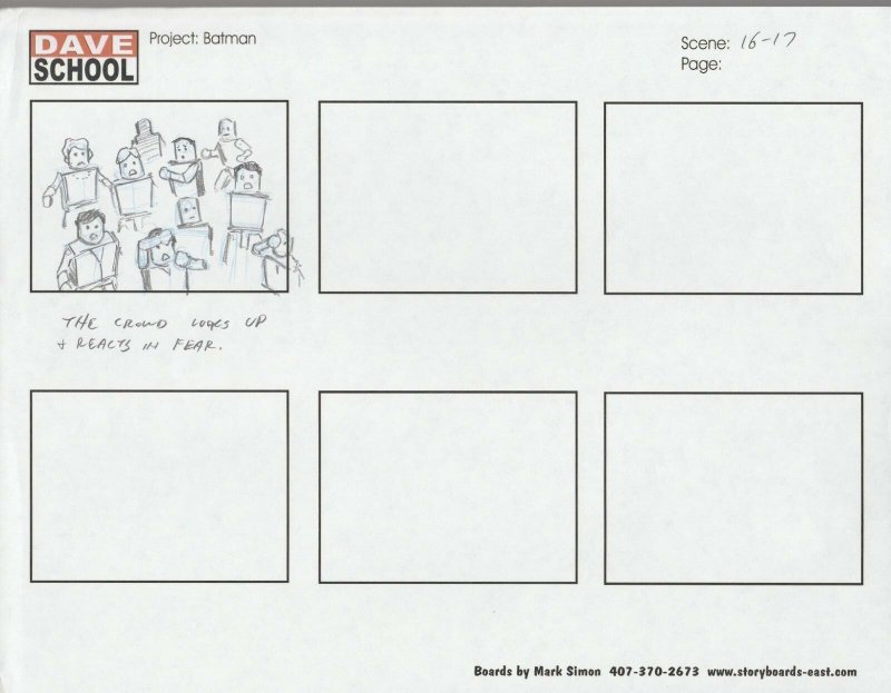 2004 LEGO BATMAN Storyboard Art by Mark Simon VF 8.0 Crowd Scene16-17