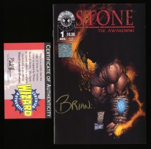 Stone the Awakening #1 VF- 7.5 Signed by Brian Haberlin with Wizard COA!