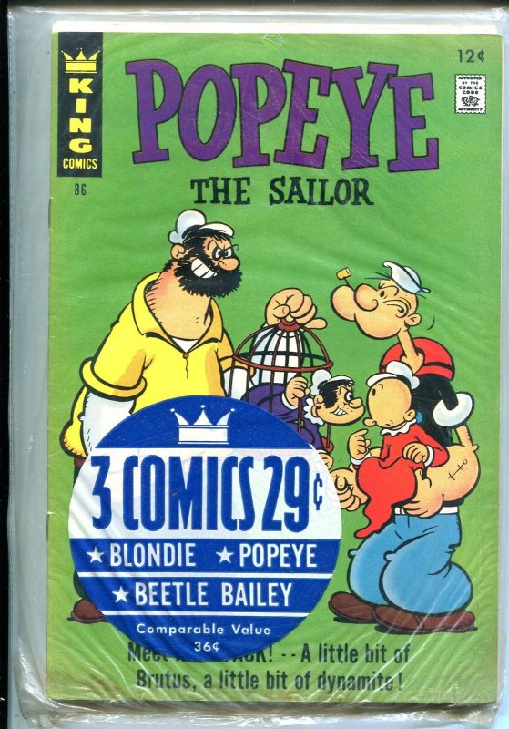 KING COMICS 3 PACK 1960'S-SEALED-BEETLE BAILEY #59-POPEYE #86-BLONDIE-nm 