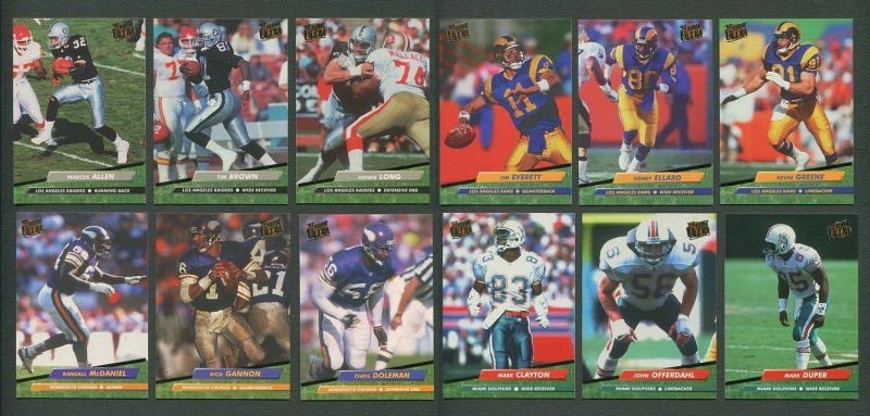 1992 Fleer Ultra Football Set(450) with Tough Insert Sets MINT