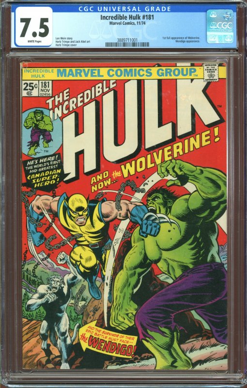 The Incredible Hulk #181 (1974) CGC Graded 7.5 1st appearance of Wolverine