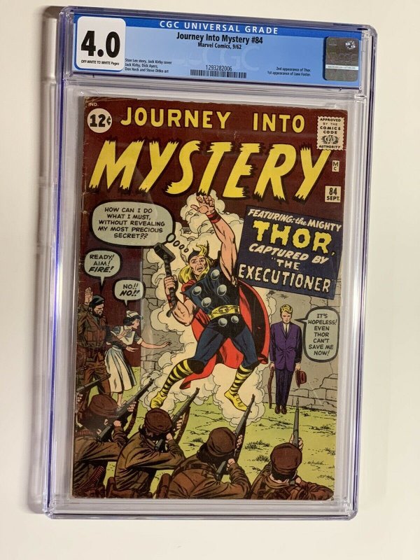 journey into Mystery 84 cgc 4.0 1st jane foster Ow/w Pages Marvel Silver Age