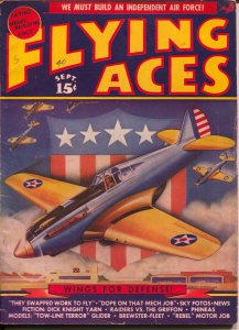 Flying Aces 9/1940-August Schomburg-Nazi Attack-Al McWilliams-hero pulp-VG