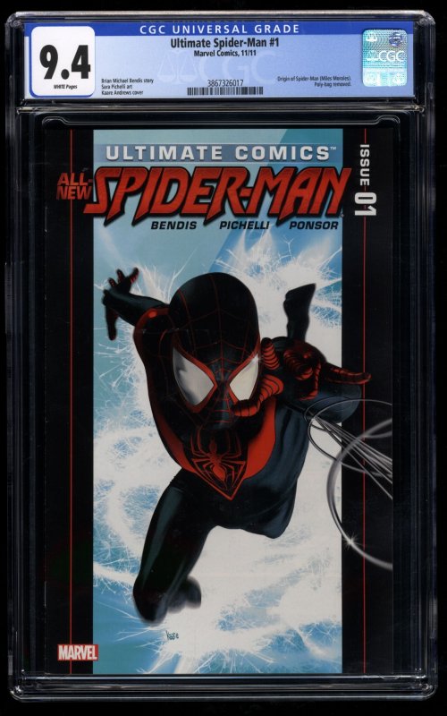 Ultimate Spider-Man (2011) #1 CGC NM 9.4 White Pages Miles Morales!