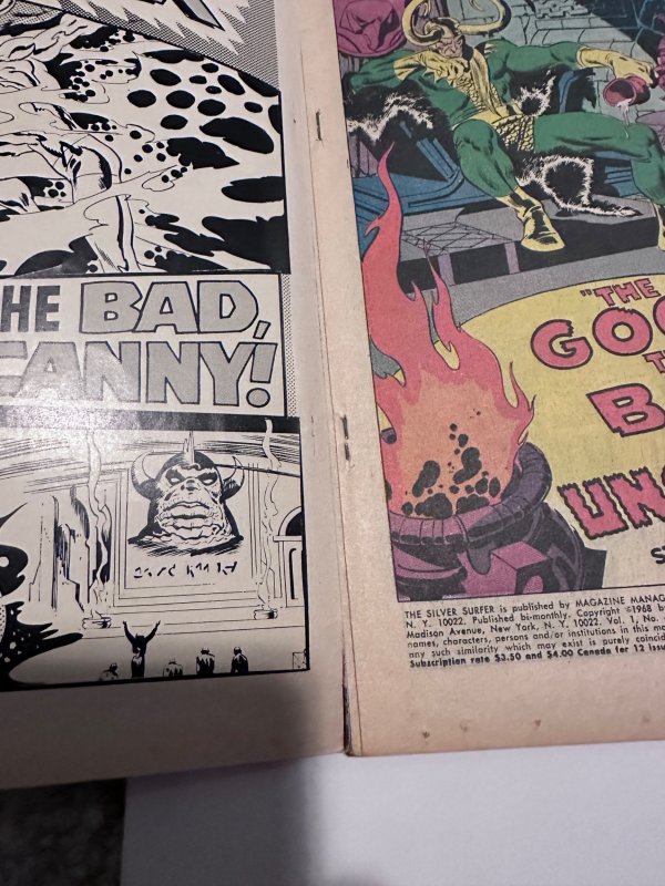 The Silver Surfer #4 (1969)vs Thor -big key- small 1 inch lower spine