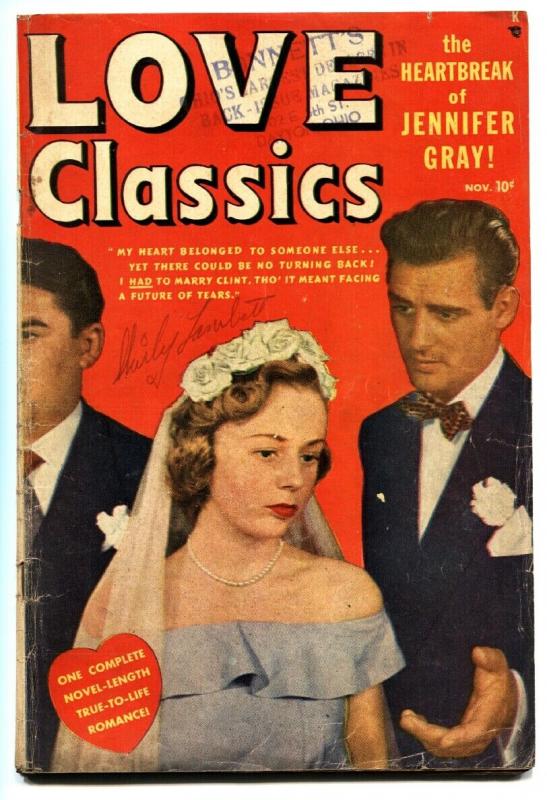 LOVE CLASSICS #1 romance comic book 1949-PHOTO COVER-TIMELY-MARVEL VG