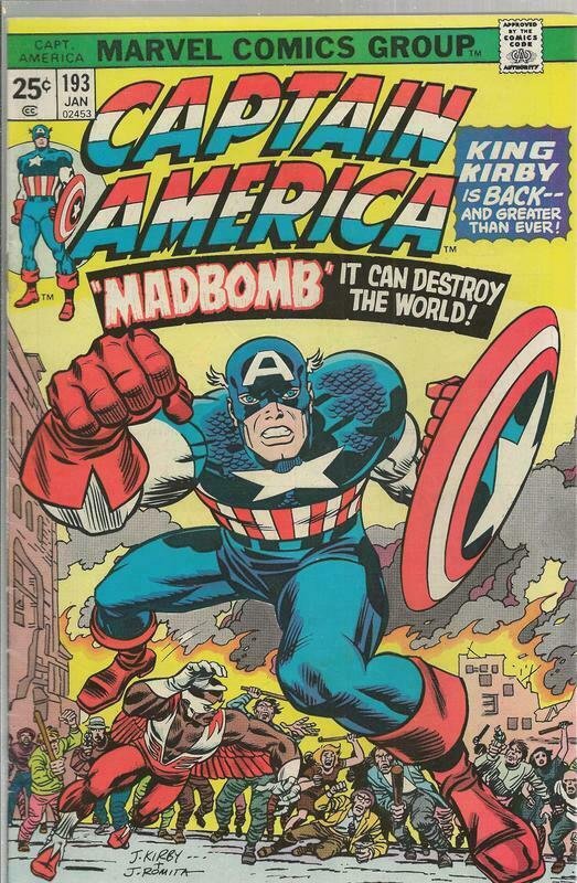 Captain America #193 ORIGINAL Vintage 1976 Marvel Comics Jack Kirby Returns 