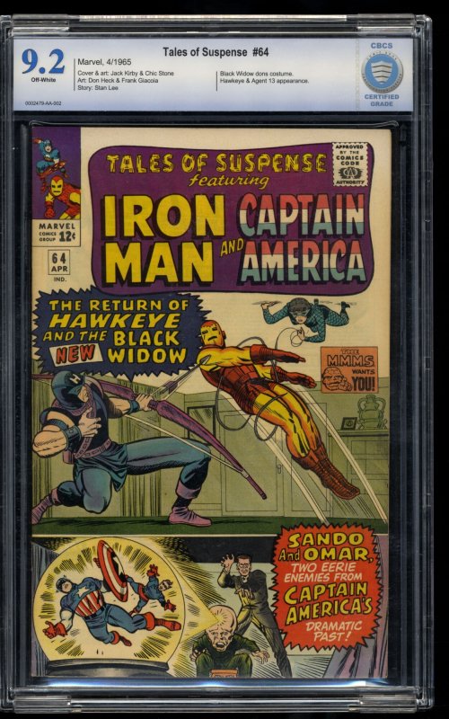 Tales Of Suspense #64 CBCS NM- 9.2 Off White Hawkeye Black Widow!