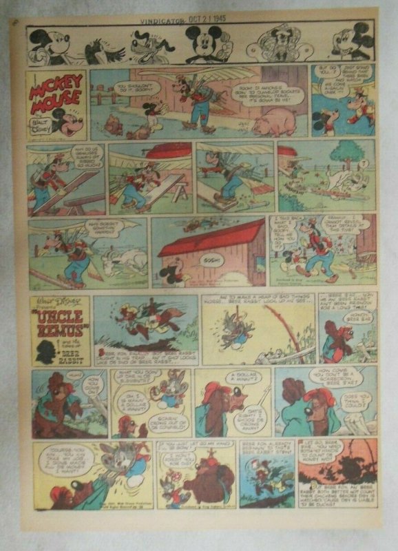 Mickey Mouse Sunday Page by Walt Disney from 10/21/1945 Tabloid Page Size 