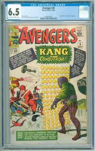 The Avengers #8 (1964) CGC 6.5! OWW Pages! 1st Appearance of Kang the Conqueror!