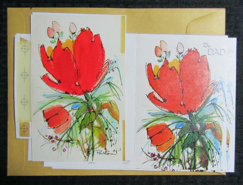 EASTER TO DAD Orange Flowers 5x7.5 Greeting Card Art #E2893 w/ 2 Cards