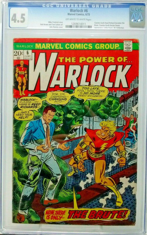 WARLOCK #6 ~ 1973 Marvel ~ CGC 4.5 VG+ ~ Counter Reed Richard Becomes Brute