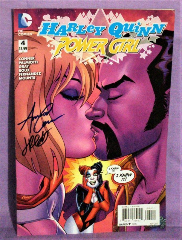 Amanda Conner HARLEY QUINN POWER GIRL #4 Jimmy Palmiotti Autographed (DC, 2015)!