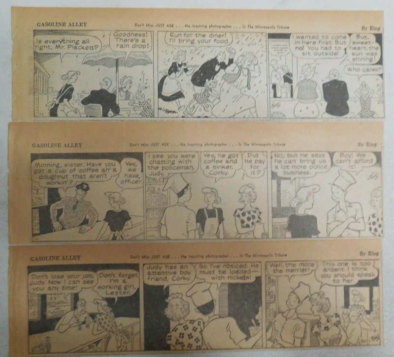 (26) Gasoline Alley Dailies by Frank King from 3,1950  Size: 3 x 10 inches