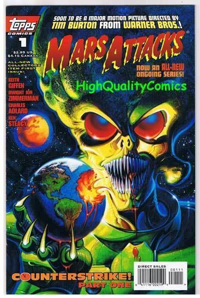 MARS ATTACKS #1, VF/NM, UFO, Aliens, Horror, Ken Steacy, 1995, more MA in store