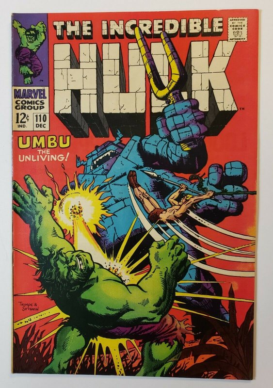 Incredible Hulk #110: Umbu The Unliving! Silver Age Marvel Comics 1968 VF