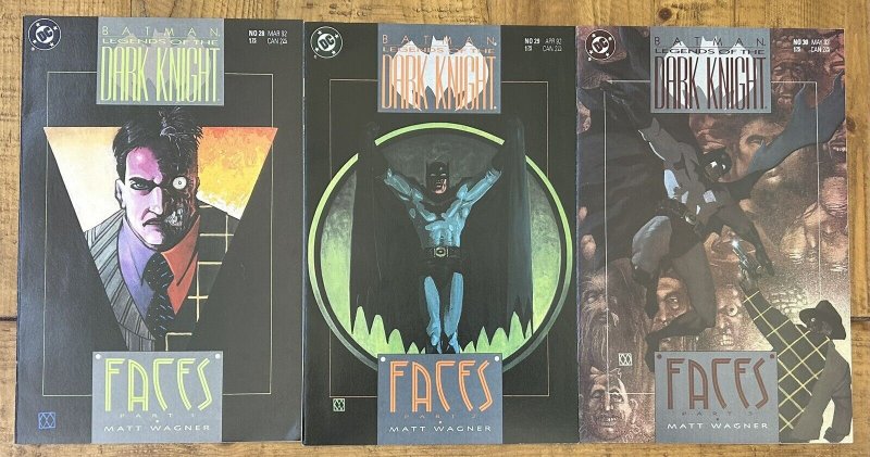 Batman Legends Of The Dark Knight #28,29,30 Faces DC 1992 Matt Wagner Set Nm