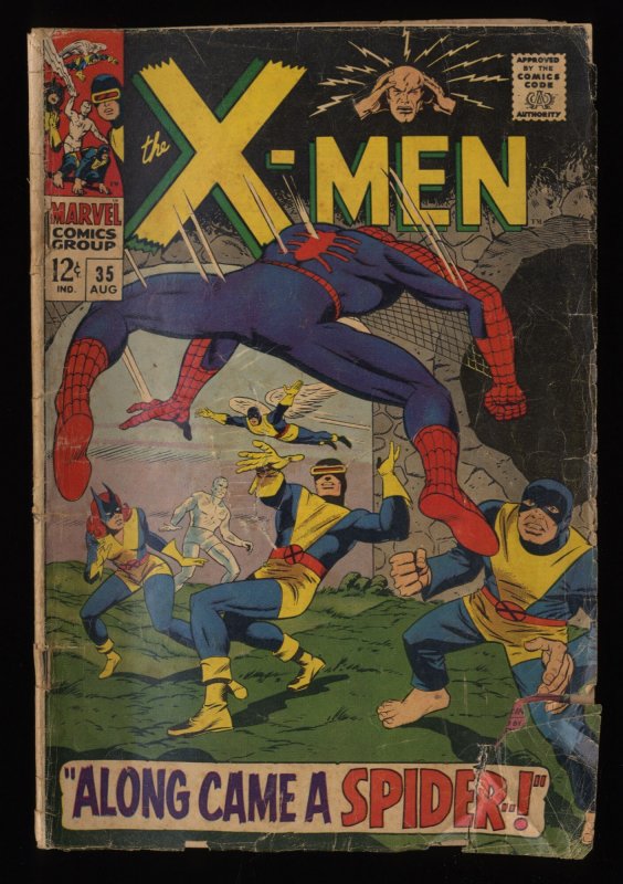 X-Men #35 GD+ 2.5 Spider-Man! 1st Changeling! Marvel Comics