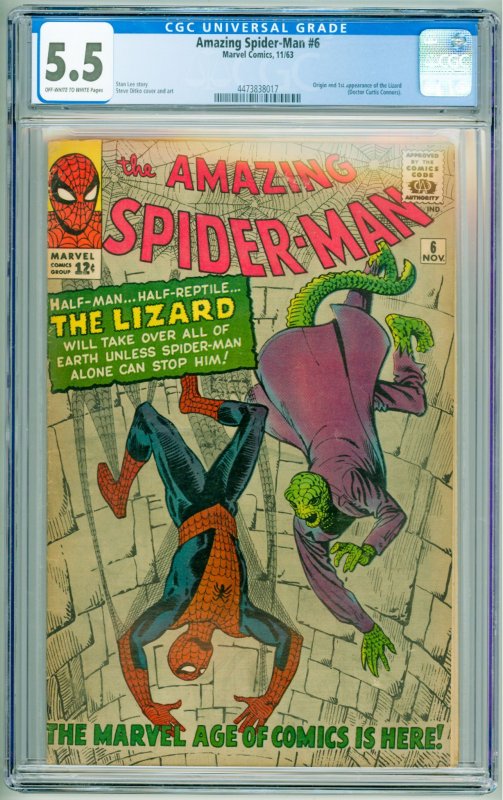 The Amazing Spider-Man #6 (1963) CGC 5.5! 1st Appearance of the Lizard!