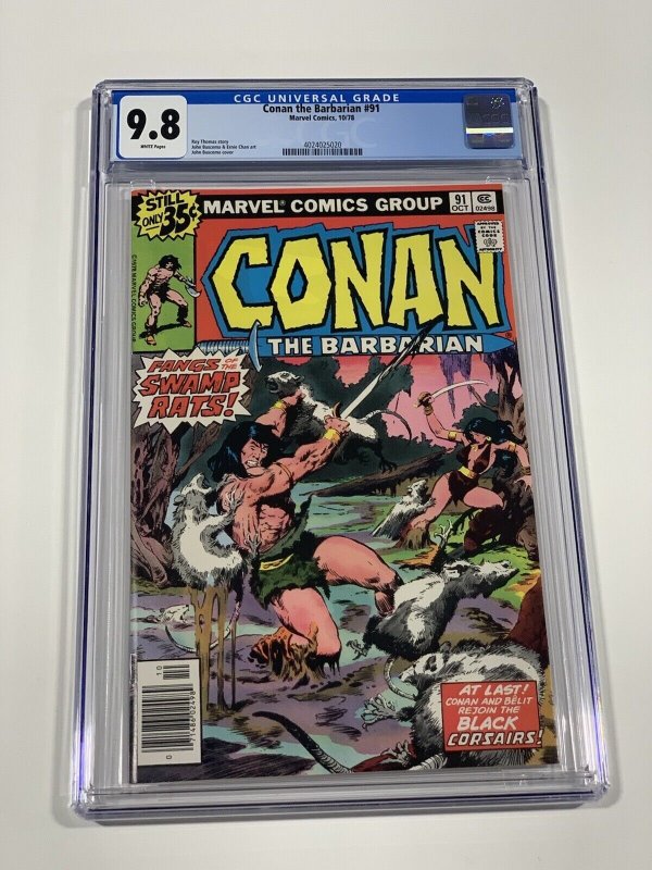 Conan The Barbarian 91 cgc 9.8 Marvel 1978 White Pages 