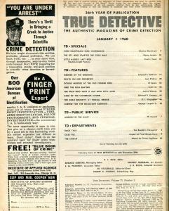 True Detective Magazine January 1960- Lynn Kauffman- Cold War -fair