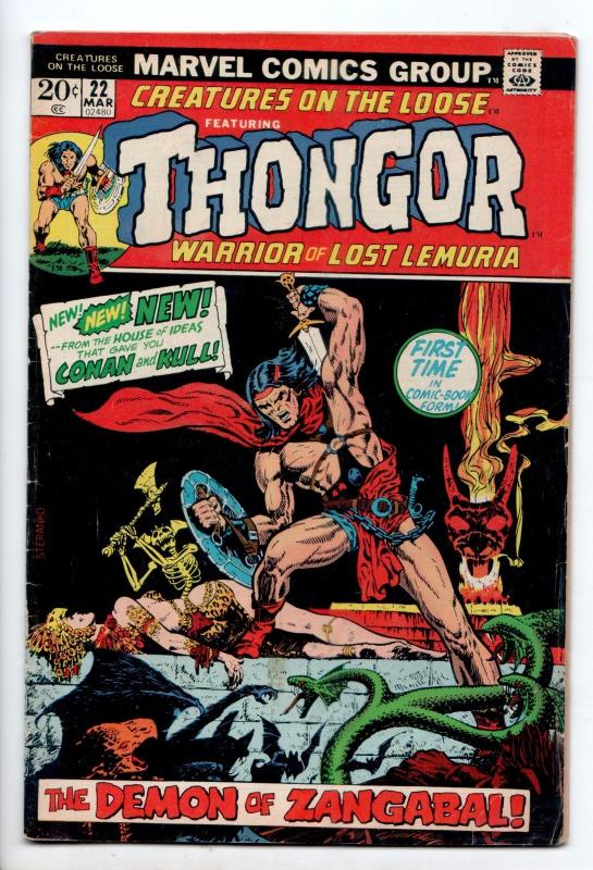 Creatures on the Loose #22 - 1st App of Thongor (Marvel, 1973) - VG/FN