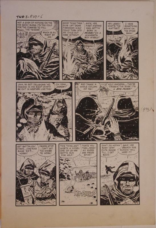 JOHN BELFI original art, TRUE WAR 5, pg 26 27 28 29 30, 1952, 5 pgs,It's Suicide