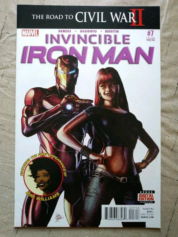 INVINCIBLE IRON MAN #7 3RD PRINT MARVEL COMICS 2016 1st RIRI WILLIAMS MARY JANE