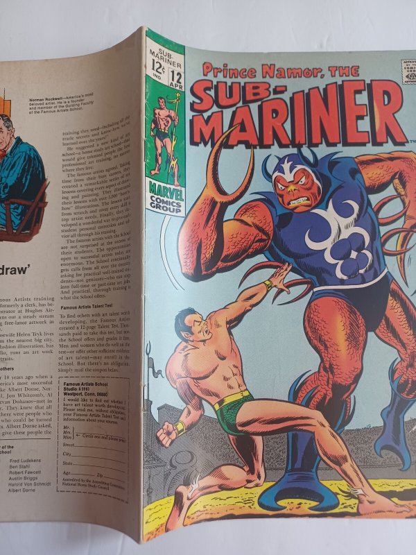 Sub-Mariner #12 - Namor - Origin Sperpent Crown - 1969 - (-FN)