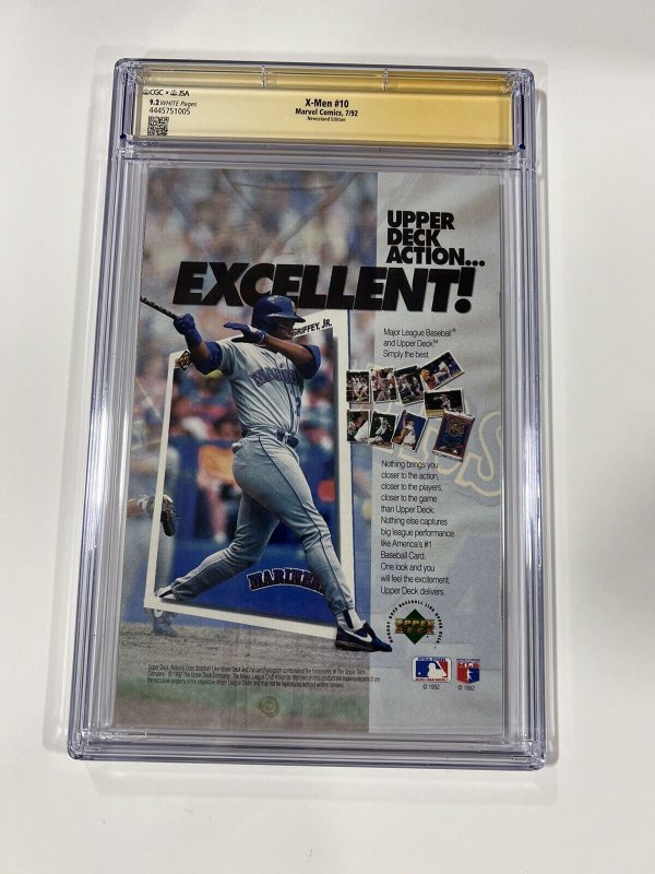 X-Men 10 CGC 9.2 JSA Signed Mark Texeira 1992 Marvel Comics Variant