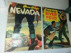 Zane Grey's Nevada 412 & River Feud 484 Dell Four Color Comics 1952 golden age