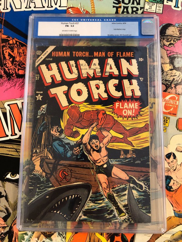 Human Torch #37 F- 5.5 sub-mariner BILL EVERETT atlas comics GOLDEN AGE 1954 