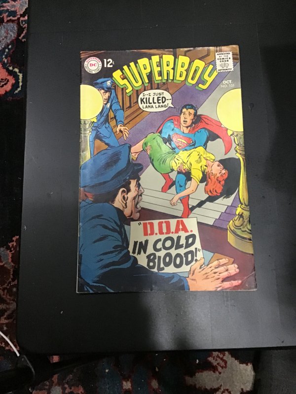 Superboy #151 (1968) Jill Adams cover! Death of Lana Lang! VF+ Wytheville CERT