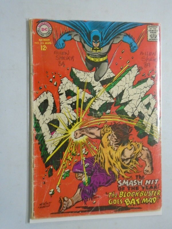 Batman #194 2.0 GD detached at one staple (1967)